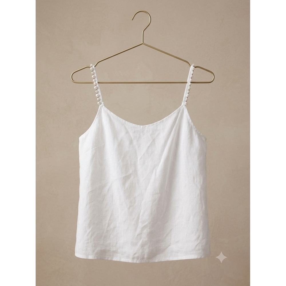 Marc New York Andrew Marc White Linen Pearl Strap Camisole Top XL